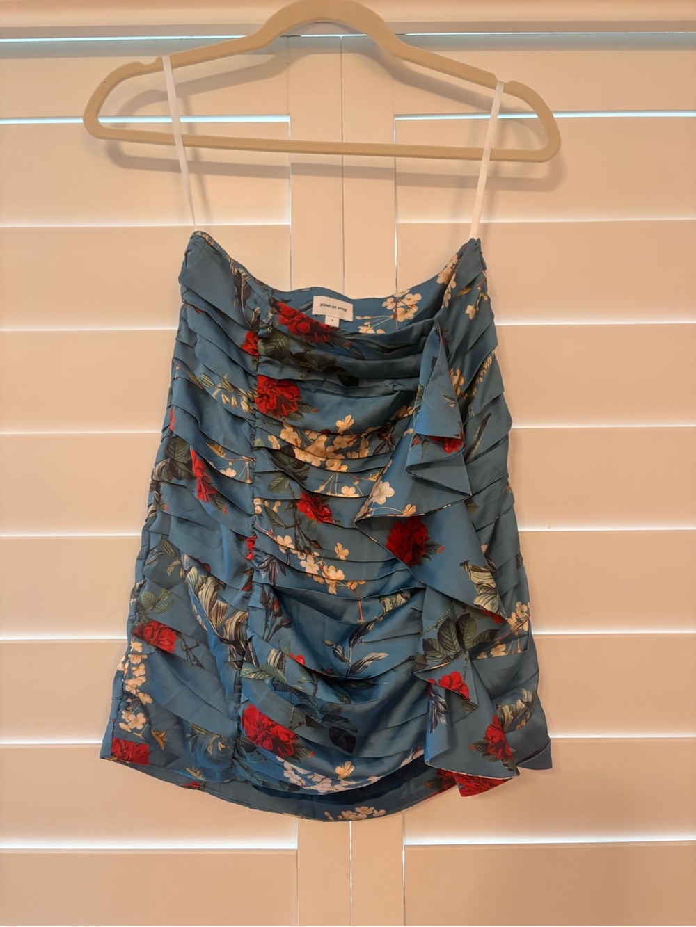 Song of Style Blue Floral Ruffled A-Line Skirt